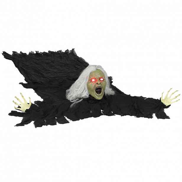 Outsunny HALLOWEENSKÁ dekorace Zombie-stařena 183 cm s LED světly, zvukovou funkcí