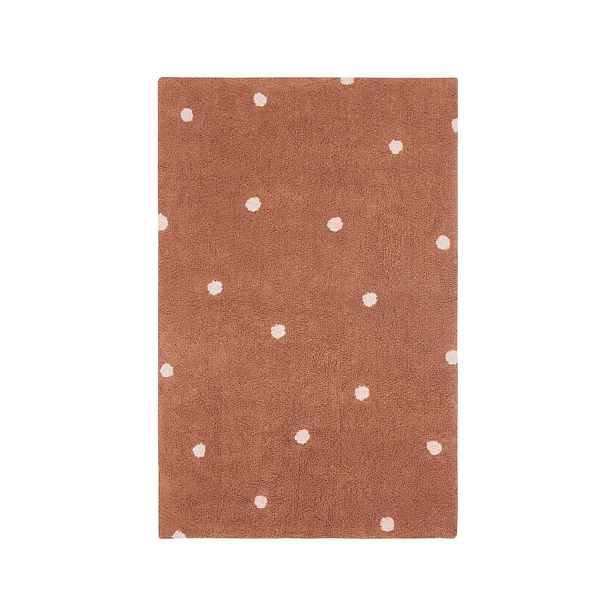 Pratelný ručně tkaný bavlněný dětský koberec v cihlové barvě 100x150 cm Mini Dot Chestnut – Lorena Canals