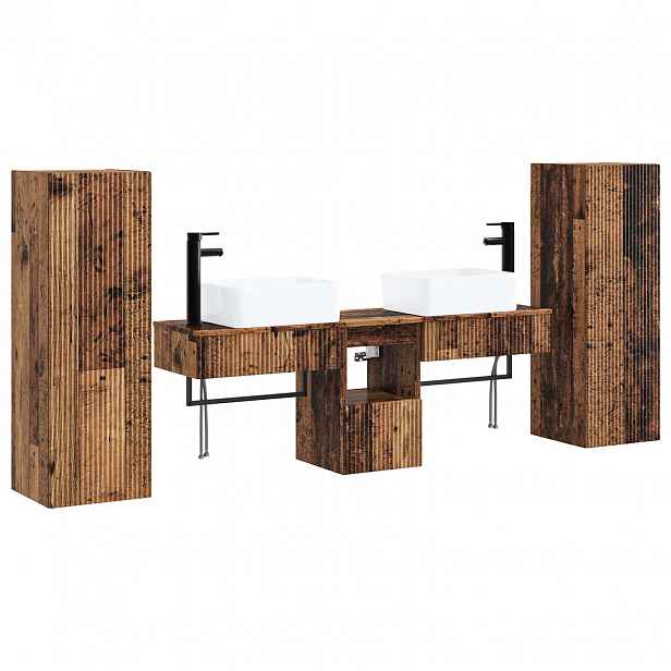 vidaXL Sada koupelnového nábytku 5 ks Staré dřevo 33 x 34,5 x 100 cm