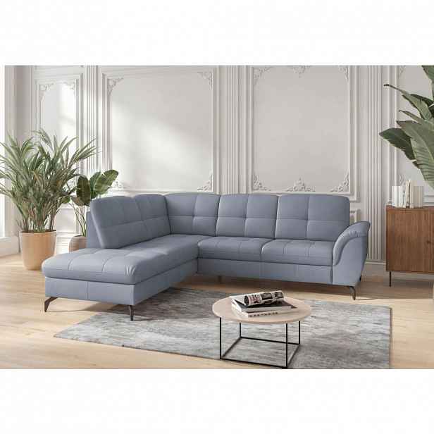 Sit & More ROHOVÁ SEDAČKA, textil, kůže, šedomodrá