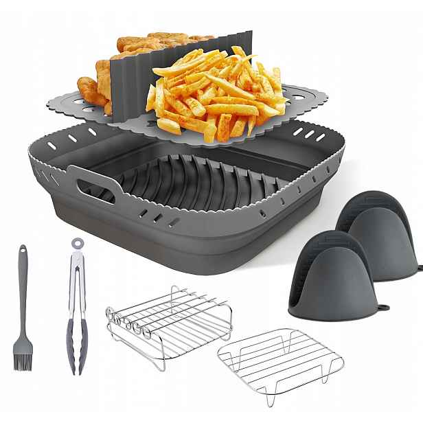 8 ks rošt akcesoria šedý air fryer organizér do masa batátů gril