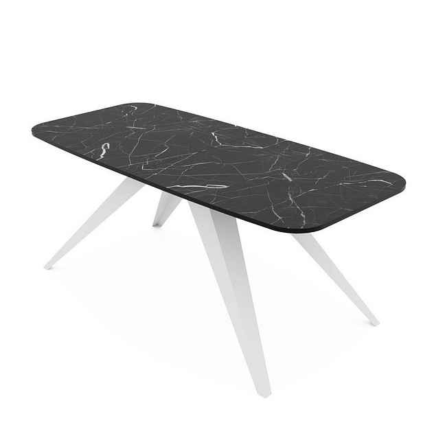 Idohome JÍDELNÍ STŮL FENTO rozkládací 180/90/76 cm, bílý / Grigia Pietra (kamenně šedý)