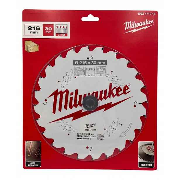 Pilový kotouč na dřevo 216 x 30 mm, 24 zubů Milwaukee 4932471315