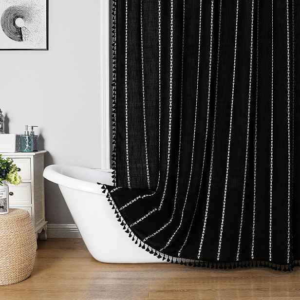 Závěs Textilní černý 183x213cm Boho Vintage styl