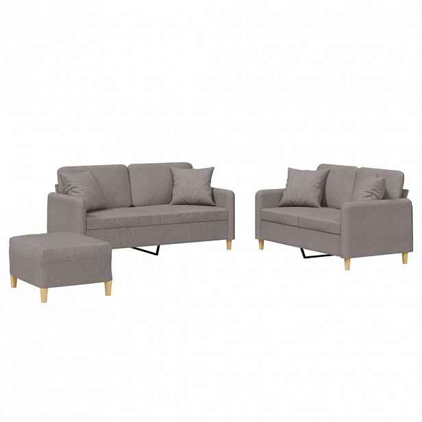 vidaXL 3dílná sedací souprava s polštáři taupe textil