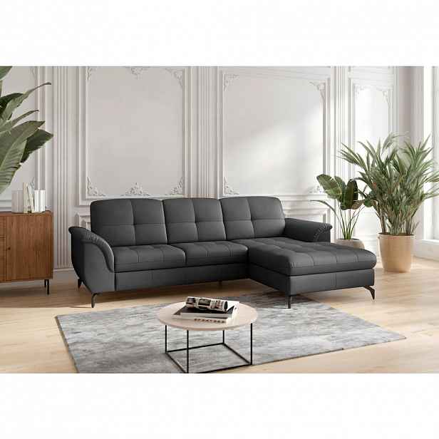 Sit & More ROHOVÁ SEDAČKA, textil, kůže, černá