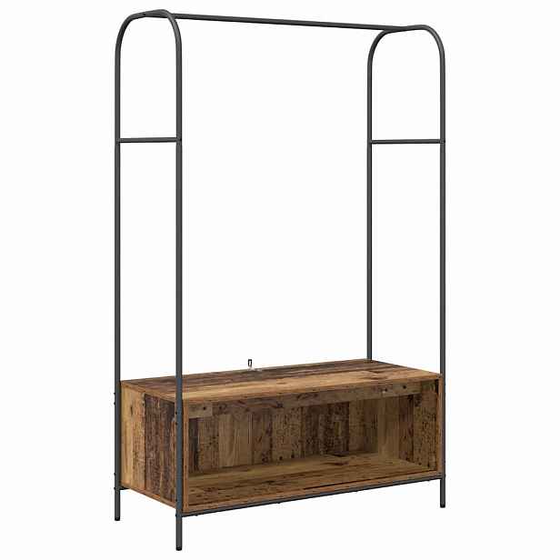 vidaXL Kovový stojan na oblečení Hnědý dub 100 x 44 x 160 cm