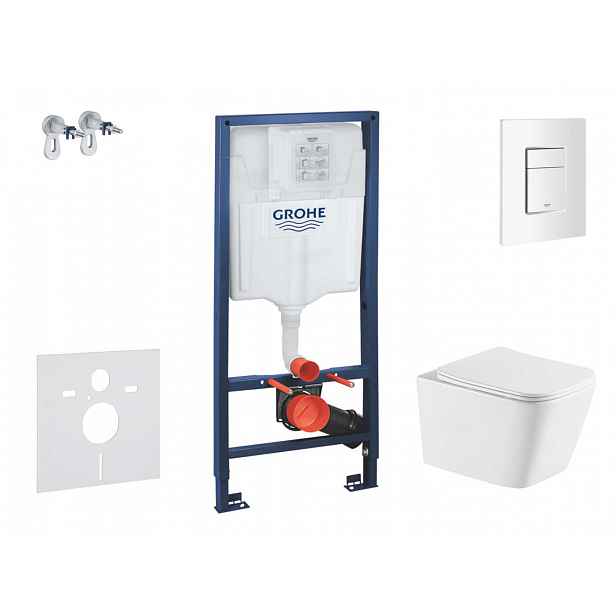 Grohe Rapid SL - Set předstěnové instalace, klozetu Arkas I a sedátka softclose, tlačítko Skate Cosmopolitan, alpská bílá SANI11BA3115