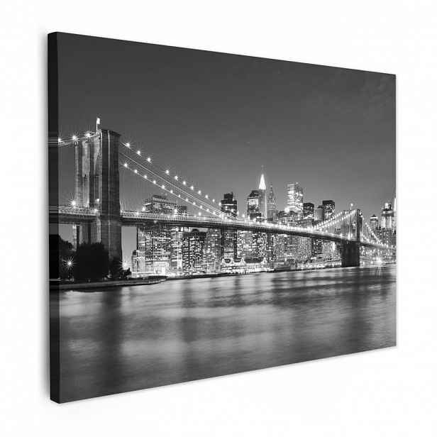 MuchoWow OBRAZ NA PLÁTNĚ New York - Most - Brooklyn - Černobílý - Architektura 40x30 cm