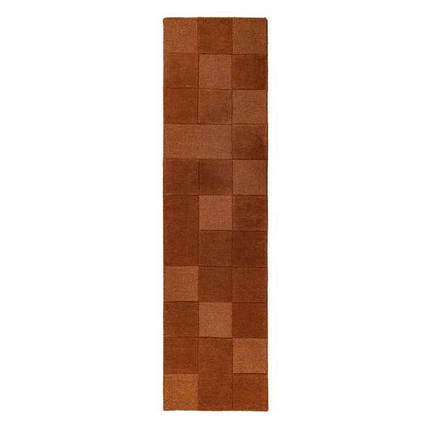 Ručně tkaný vlněný běhoun v terakotové barvě 60x230 cm Checkerboard – Flair Rugs