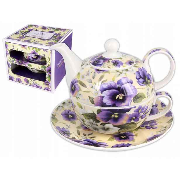 Sada šálek s konvičkou a podstavcem Tea for one Bratki