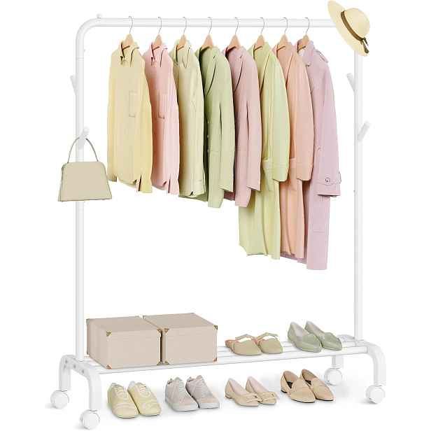 SONGMICS Pojízdný stojan na oblečení Vron 102 cm bílý