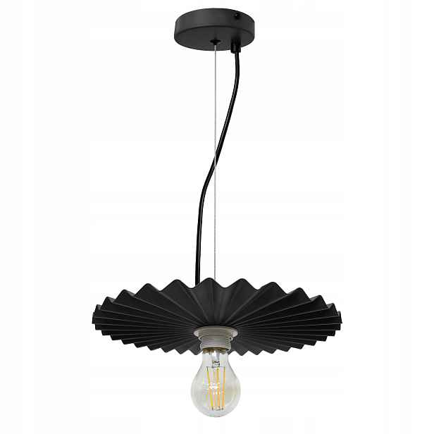 Závěsné Stropní Svítidlo Černá Metlová Black Retro Design Rýhovaná