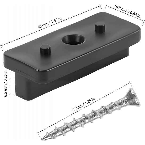 200 kusů Wpc klipů, 6,5 mm, terasové klipy, plast (černý)