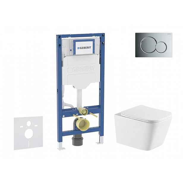 Geberit Duofix - Set předstěnové instalace, klozetu Arkas I a sedátka softclose, tlačítko Sigma01, lesklý chrom SANI11CA1170