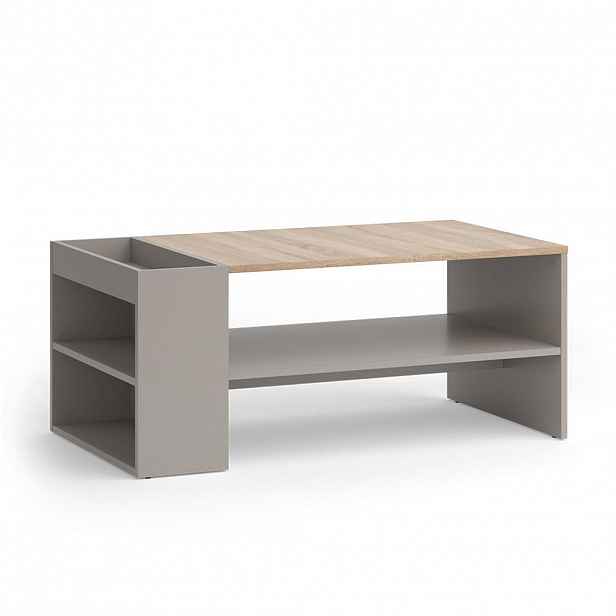 Vicco KONFERENČNÍ STŮL Wido Greige 100 x 55 cm s policemi