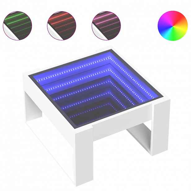 vidaXL Konferenční stolek s Infinity LED bílý 50 x 53 x 30 cm