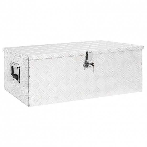 vidaXL Úložný box stříbrný 90 x 47 x 33,5 cm hliník