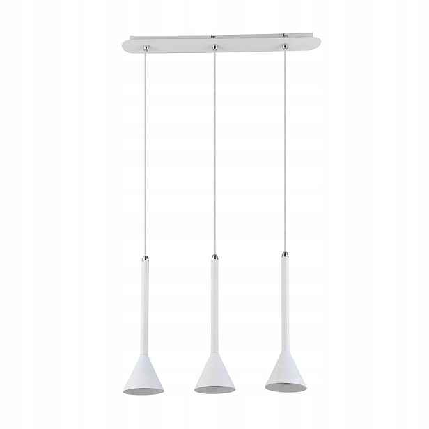 Závěsná lampa trojitá, bílá, kovová, nad stůl, bar, deska Italux