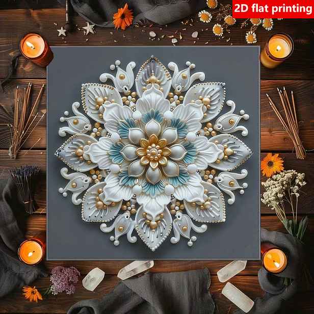 TEMU 2D plochý tisk, 1 ks Elegantní symetrický gradientní květinový mandala ubrus na stůl, podložka pod karty, ochrana nábytku, potah na konferenční