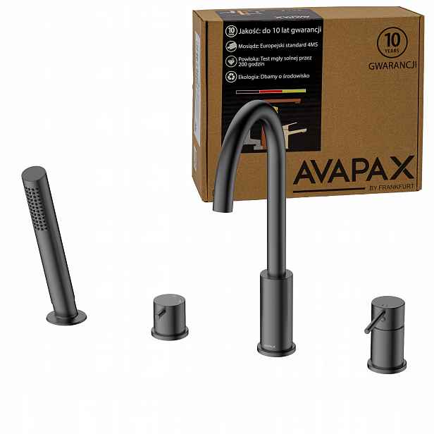 Vanová baterie 4-otvorová pro forma vany gun metal Avapax