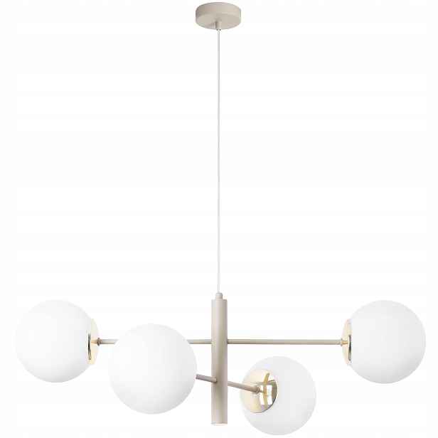 Závěsná Stropní Lampa Lustr Béžová Kašmír Taupe Bílé Koule Loft Glamour