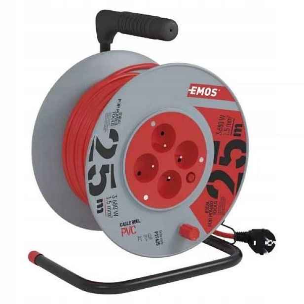 Kabel prodlužovací, 25m 230V, cívka, 4 zásuvky