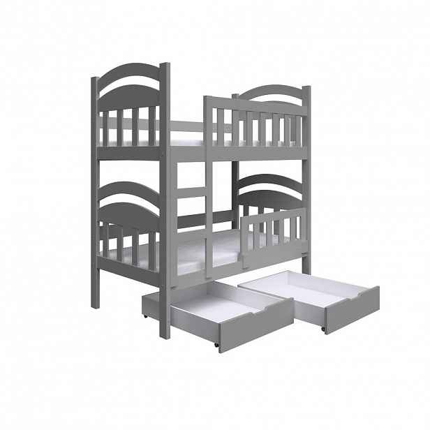 MASSENO VYSOKÁ Postel DUMBO 75x160 s úložným prostorem, Šedá