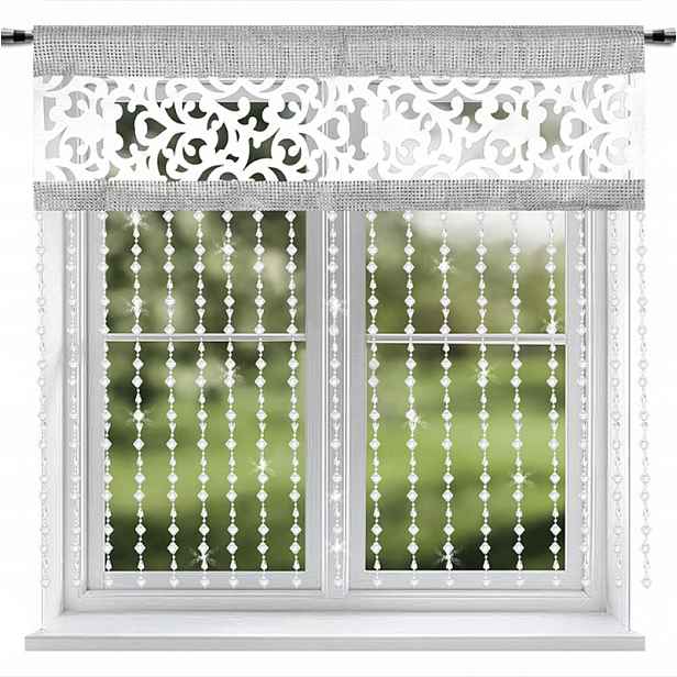 Dekorativní Panel Ažur 200x140 s Přívěsky a Korálky Bílý Do Obývacího Pokoje
