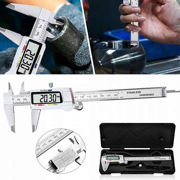 Elektronické Posuvné Měřítko LCD Kovové Pouzdro 150 MM Přesné