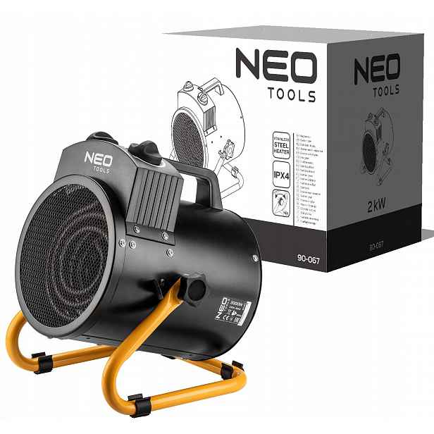Průmyslový elektrický ohřívač s termoventilátorem Neo Tools 2 kW IPX4