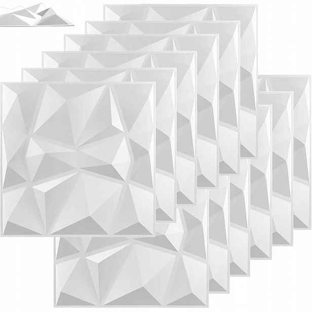 Stropní Kaseton 3D Bílý Nástěnný Panel 30x30CM Briliant 12 Ks