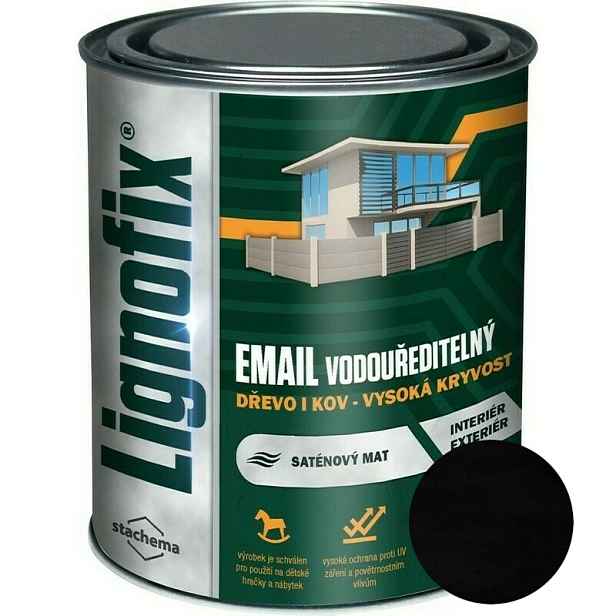Barva vrchní Lignofix EMAIL vodouředitelný černá 0,75 l