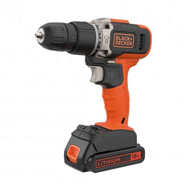BLACK+DECKER - 18V AKU vrtačka s příklepem, 1x aku 1,5 Ah Li-Ion, nabíječka BCD003C1-QW