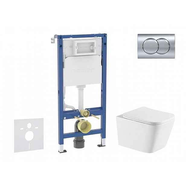 Geberit Duofix - Set předstěnové instalace, klozetu Arkas I a sedátka softclose, tlačítko Delta01, lesklý chrom SANI11CA1172