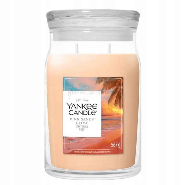Pink Sands Glow Yankee Candle svíčka velká 567 g vanilka ambra 2 knoty