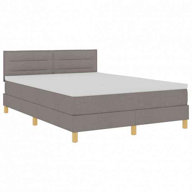 vidaXL LED box pružinová postel s čelo Taupe 140 x 190 cm textil
