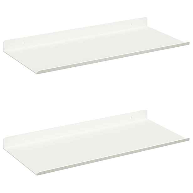 vidaXL Plovoucí police 2 ks Bílý 40 x 18 x 2,5 cm Ocel