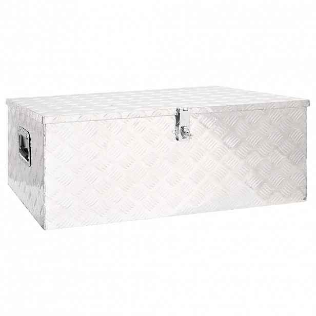 vidaXL Úložný box stříbrný 100 x 55 x 37 cm hliník