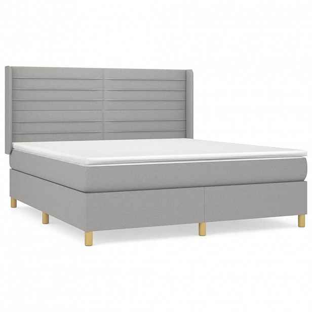 vidaXL Box spring postel s matrací světle šedá 160 x 200 cm textil
