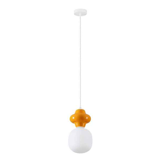 Bílé/oranžové keramické závěsné svítidlo se skleněným stínidlem ø 18 cm Clio – Nova Luce