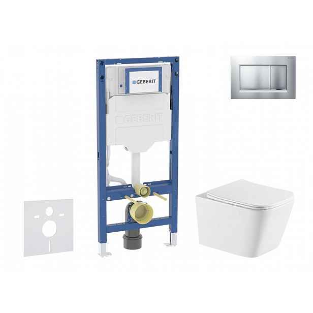 Geberit Duofix - Set předstěnové instalace, klozetu Arkas I a sedátka softclose, tlačítko Sigma20, lakovaný chrom mat/chrom SANI11CA2115
