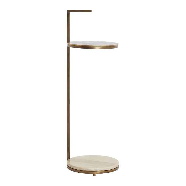 Kulatý odkládací stolek s mramorovou deskou  ø 26 cm Leda – Light & Living
