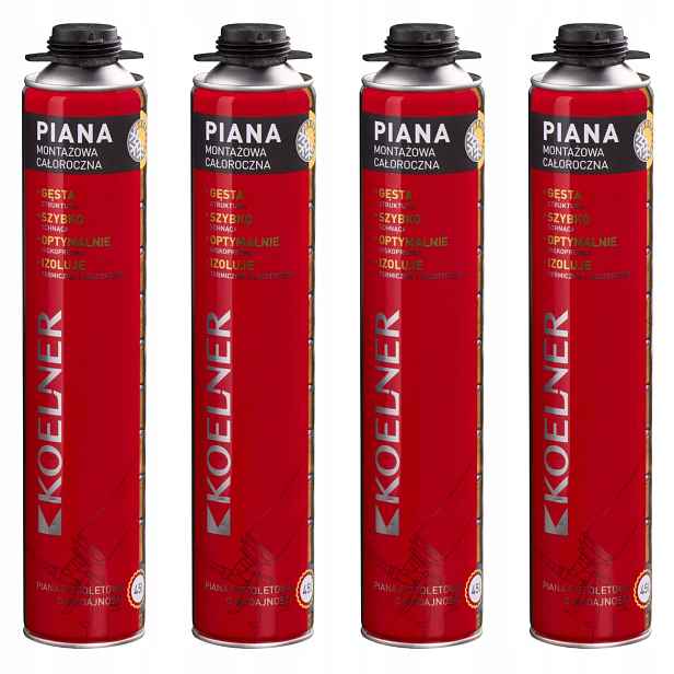 Pistolová montážní pěna s nízkým tlakem celoroční Koelner 750 ml x 4 ks