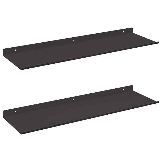 vidaXL Plovoucí police 2 ks Černý 60 x 18 x 2,5 cm Ocel