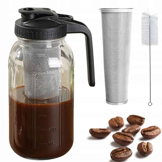 Sítko Na Čaj, Bylinky Kávovar Skleněný Džbán S Filtrem 1800 ml 1,8 l