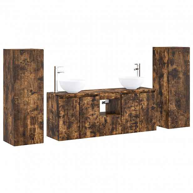 vidaXL Sada koupelnového nábytku 5 ks Kouřový dub 33 x 34,5 x 100 cm