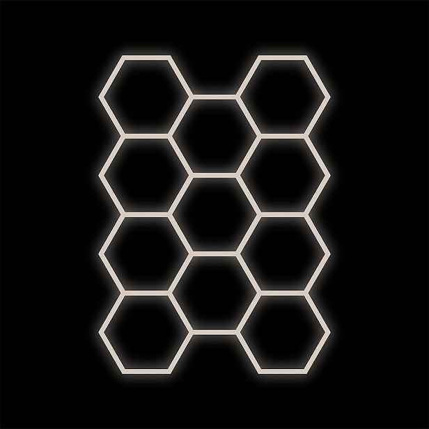 Černá sada lamp Hexagon 11 Led 4000K