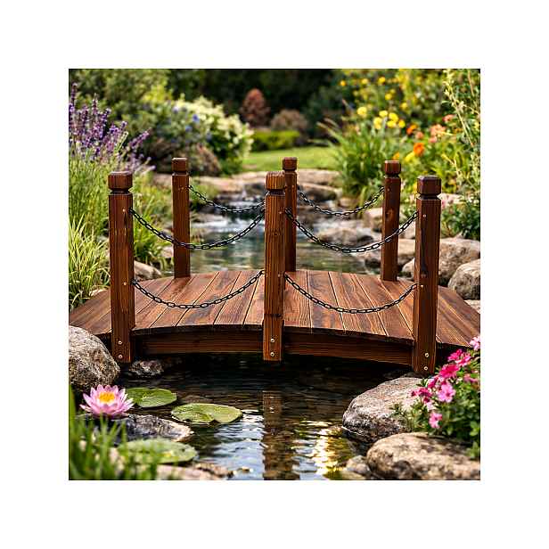 Dekorační zahradní mostek BestBerg BBGD-4002 / 150 x 67 x 56 cm / hnědá