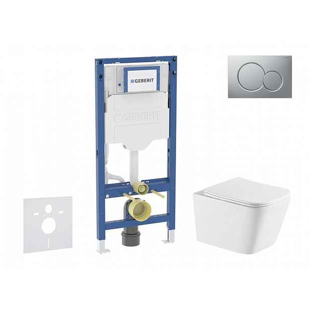 Geberit Duofix - Set předstěnové instalace, klozetu Arkas I a sedátka softclose, tlačítko Sigma01, lakovaný matný chrom SANI11CA2116